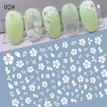 Moda Unghiilor Autocolant Alb Floare Fluture Unghii Inspirat Decalcomanii 3D Adeziv Slider Manichiura Accesoriu Pentru Unghii DIY Design