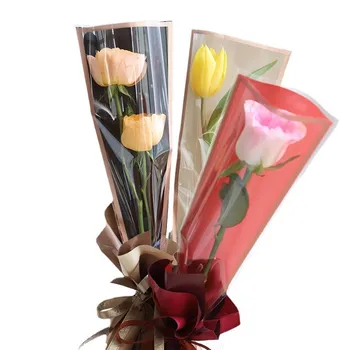50Pcs de Aur de Flori Linie de Ambalare din Plastic Buchet Saci Florar Imprimare Multi Trandafir Bujor Hârtie de Ambalaj Ziua Îndrăgostiților Celo