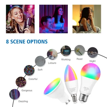 Tuya Wifi Inteligent Bec LED E14 E27 GU10 RGB+CW Estompat LED Lampă de Control Vocal Magic Bec Lucra Cu Alexa Google Asistent Acasă