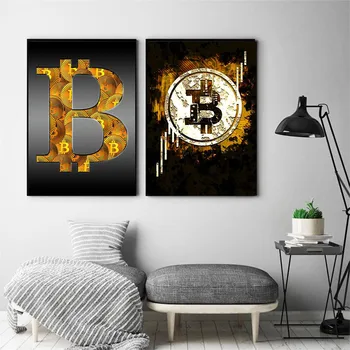Bitcoin Abstracte Pictura Creative Print Canvas Tablou Modern Postere si Printuri de Arta de Perete Poze Decor Acasă