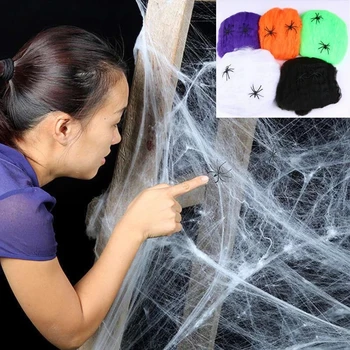 Petrecere De Halloween Decor Consumabile Alb Negru Spider Web Fals Mini Păianjen Înfricoșător Pânză De Păianjen Bar Casa Bantuita Oribil Elemente De Recuzită