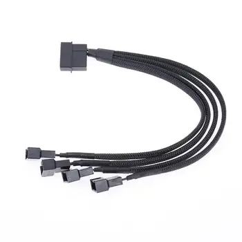 4pin IDE Molex 4-Port 3Pin/4Pin Cablu de Alimentare Negru cu Mâneci Ventilatorului de Răcire Splitter Cablu de Alimentare Plug Cooler Fir pentru PC