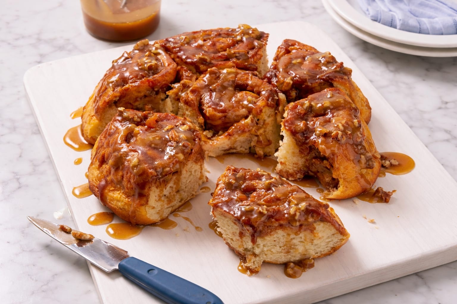 Sticky buns cu piersici, desertul spectaculos pentru un mic dejun de duminică